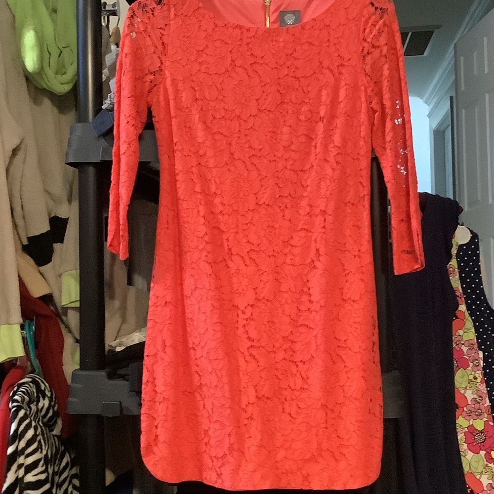 Vince Camuto Coral‎ Lace Long Sleeve Dress